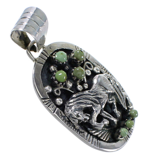 Turquoise Silver Horse Pendant YX75691