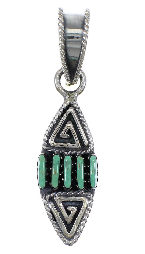 Turquoise Needlepoint Silver Water Wave Southwestern Pendant YX75704