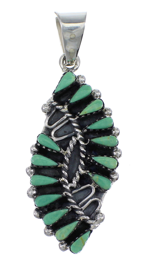 Turquoise Needlepoint Silver Southwest Pendant YX75754