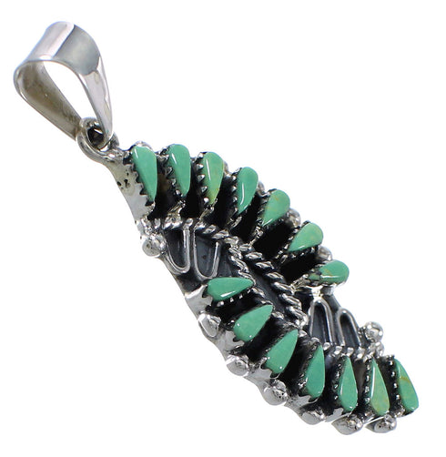 Turquoise Needlepoint Silver Southwest Pendant YX75754