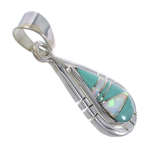 Silver Turquoise Opal Tear Drop Pendant YX75966