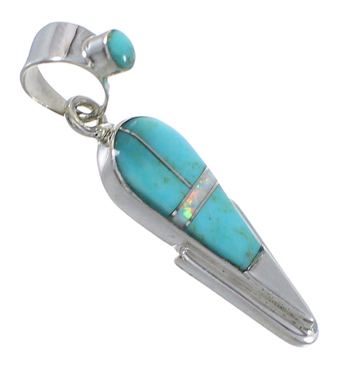 Opal Turquoise And Genuine Sterling Silver Pendant YX75999