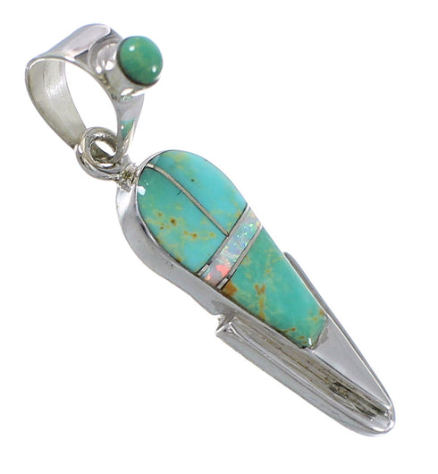 Opal Turquoise And Authentic Sterling Silver Pendant YX76000
