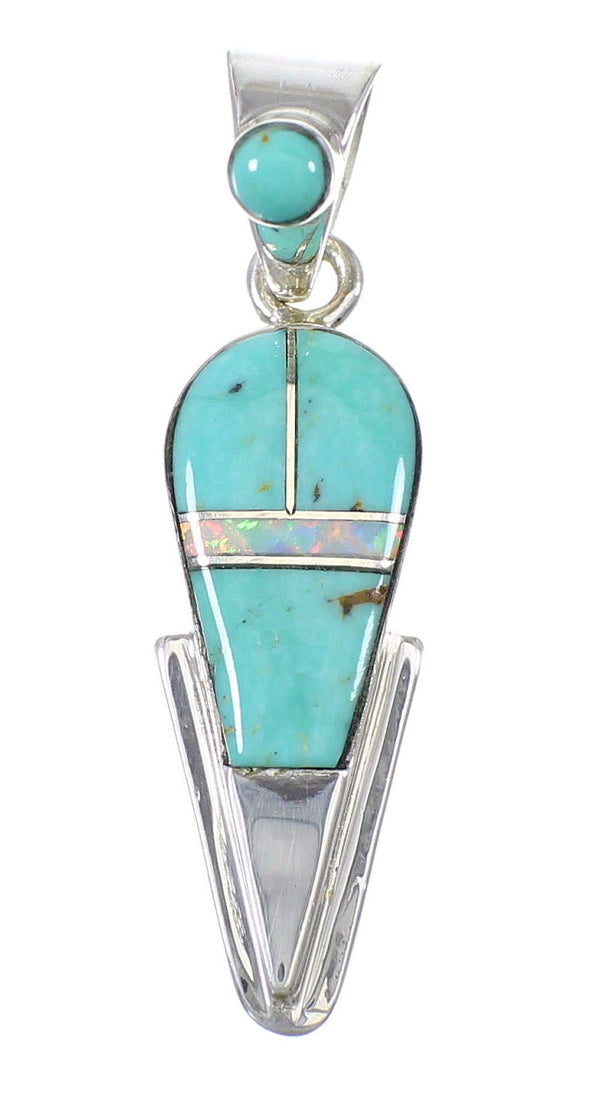 Turquoise Opal Silver Southwestern Pendant YX76002