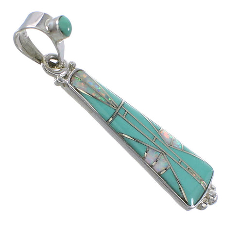 Opal Turquoise And Silver Southwest Pendant YX76013