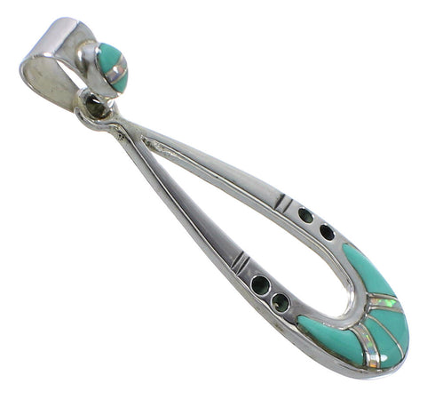 Opal Turquoise And Silver Southwestern Pendant YX76015