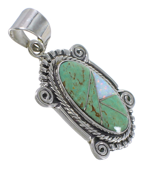 Sterling Silver Turquoise Opal Southwest Pendant YX76036