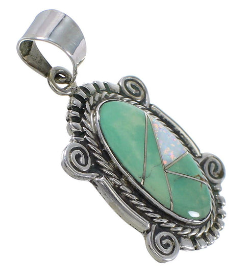 Sterling Silver Turquoise Opal Southwestern Pendant YX76042