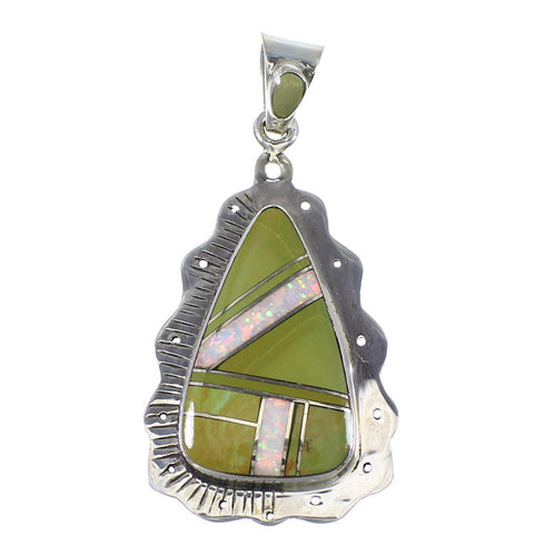 Authentic Sterling Silver Turquoise And Opal Southwestern Pendant YX76052