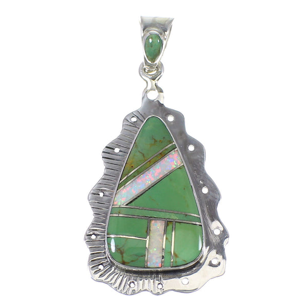 Silver Opal And Turquoise Southwest Pendant YX76058