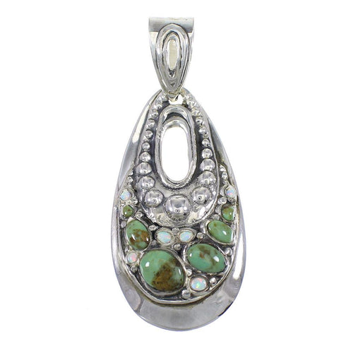Authentic Sterling Silver Opal And Turquoise Southwest Pendant YX76139