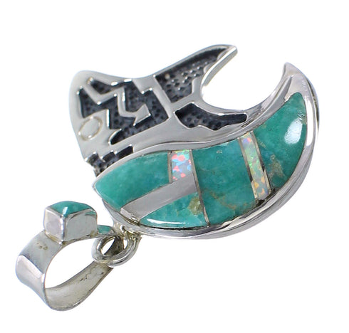 Sterling Silver Turquoise And Opal Bear Arrow Pendant YX77561