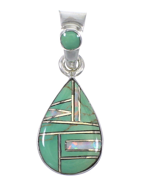 Southwest Silver Turquoise Opal Tear Drop Pendant YX77592