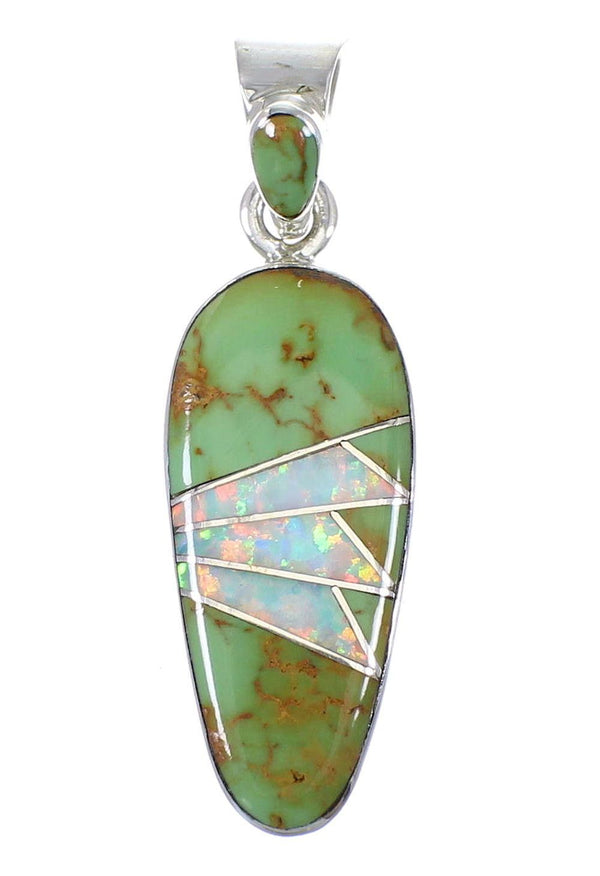 Southwest Sterling Silver Turquoise And Opal Pendant YX77599