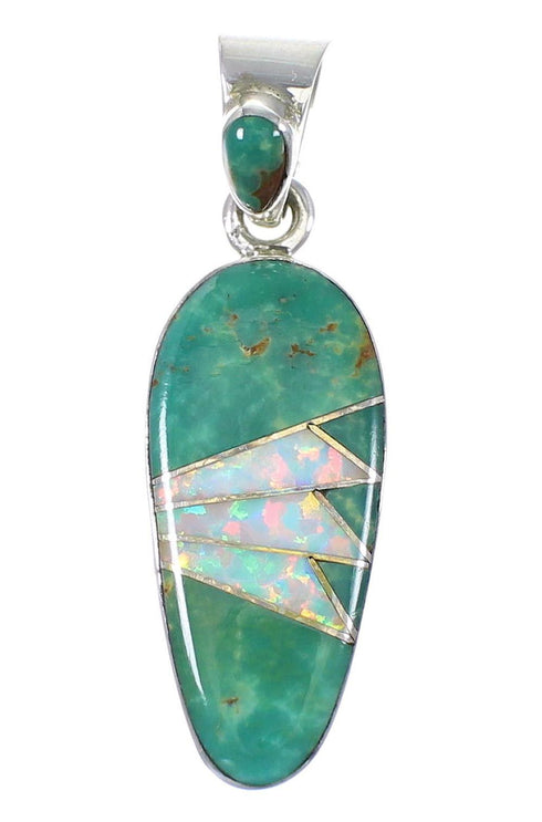 Southwestern Sterling Silver Turquoise And Opal Pendant YX77600