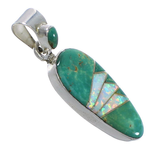 Southwestern Sterling Silver Turquoise And Opal Pendant YX77600