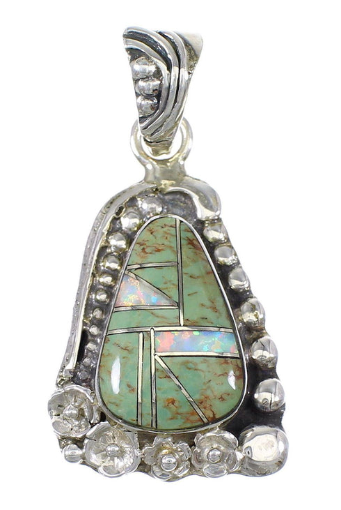 Turquoise Opal Silver Flower Pendant YX77631