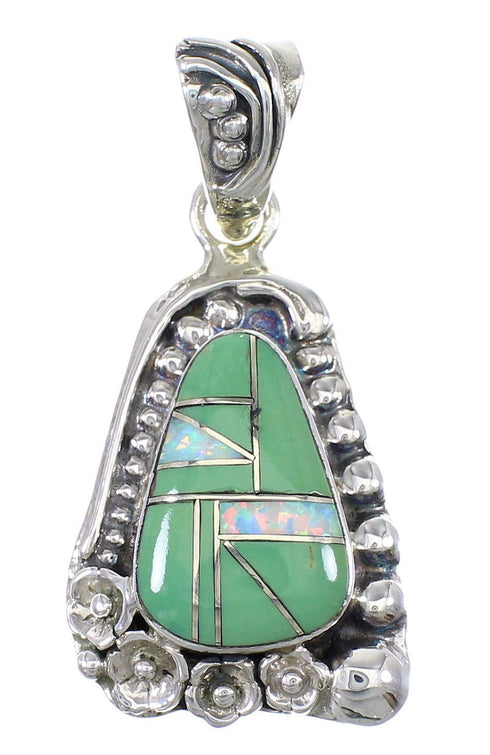 Turquoise Opal Sterling Silver Flower Pendant YX77632