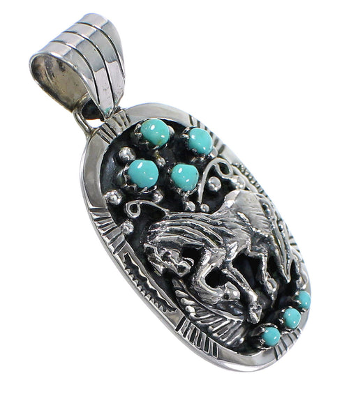 Southwest Sterling Silver And Turquoise Horse Pendant AX77027