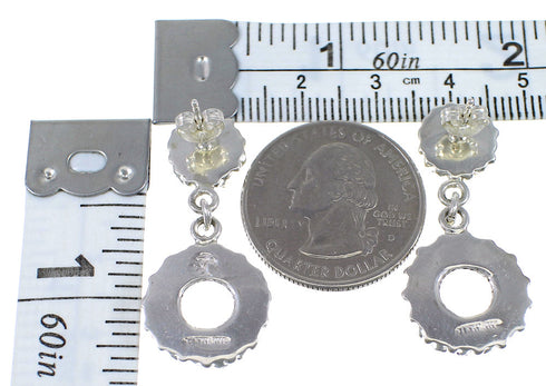 Southwestern Sterling Silver Multicolor Needlepoint Post Dangle Earrings QX76638