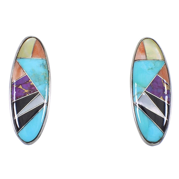 Authentic Sterling Silver Multicolor Southwest Post Earrings QX76631