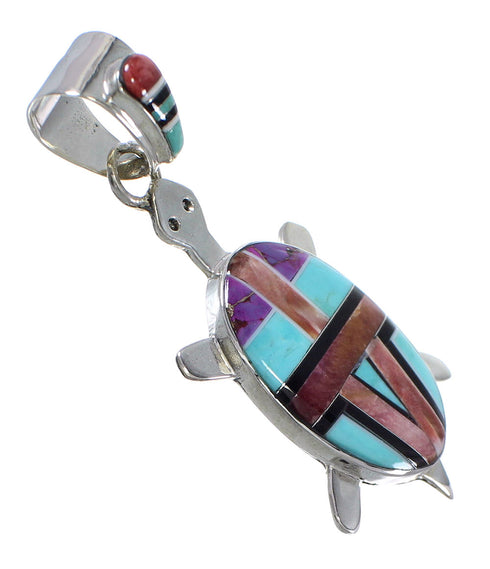 Sterling Silver Multicolor Southwest Turtle Pendant YX77679