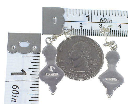 Turquoise Opal Inlay Southwest Authentic Sterling Silver Post Dangle Earrings QX76316