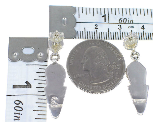 Turquoise Opal Inlay Southwestern Authentic Sterling Silver Post Dangle Earrings QX76319