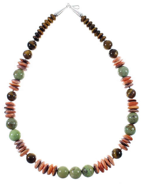 Multicolor Sterling Silver Native American Bead Necklace WX76978