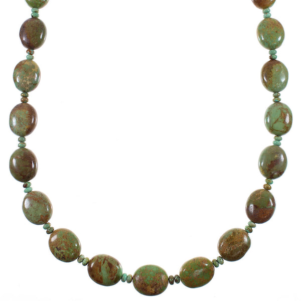 Native American Genuine Sterling Silver Kingman Turquoise Bead Necklace QX76853