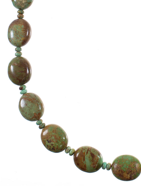 Native American Genuine Sterling Silver Kingman Turquoise Bead Necklace QX76853