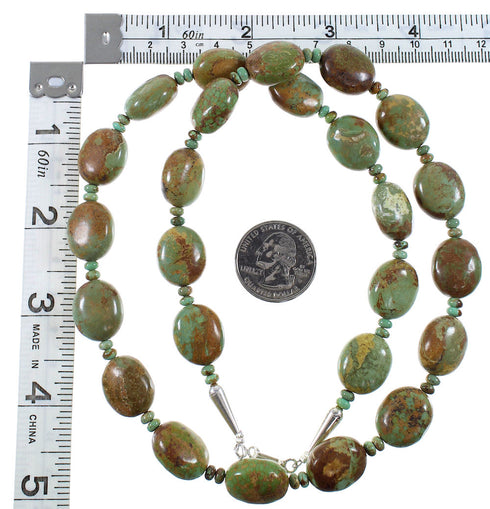 Native American Genuine Sterling Silver Kingman Turquoise Bead Necklace QX76853