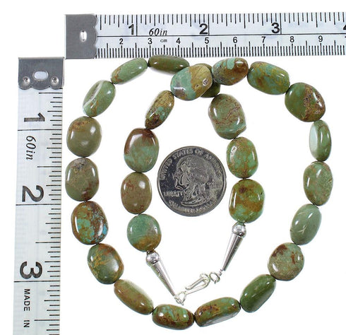 Southwestern Sterling Silver And Turquoise Bead Necklace YX76957