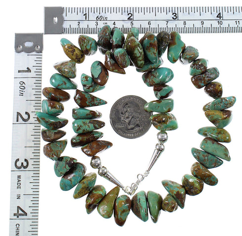 Navajo Native American Sterling Silver Turquoise Bead Necklace YX76981