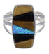 Multicolor Silver Southwestern Ring Size 8 QX78409