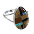 Southwest Sterling Silver Multicolor Ring Size 8-3/4 QX78507