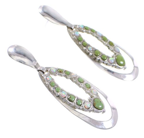 Turquoise And Opal Silver Southwest Post Dangle Earrings QX81869