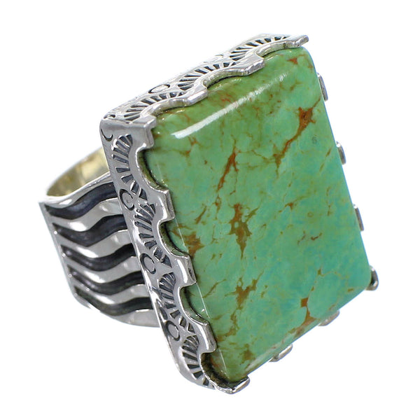 Southwestern Genuine Sterling Silver Turquoise Ring Size 4-1/2 QX85525