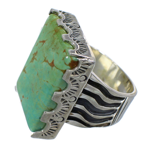 Southwestern Genuine Sterling Silver Turquoise Ring Size 4-1/2 QX85525
