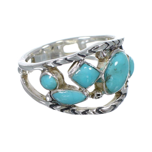 Southwestern Turquoise Jewelry Silver Ring Size 4-1/2 AX84351