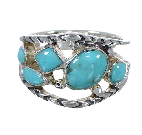 Southwestern Turquoise Jewelry Silver Ring Size 4-1/2 AX84351