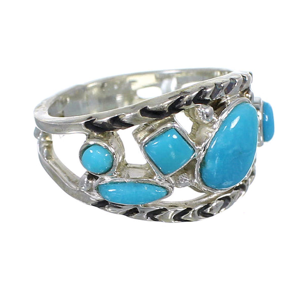 Southwestern Authentic Sterling Silver Turquoise Ring Size 6-3/4 AX84371