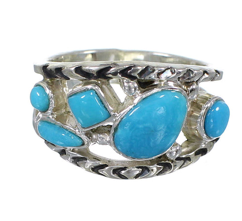 Southwestern Authentic Sterling Silver Turquoise Ring Size 6-3/4 AX84371