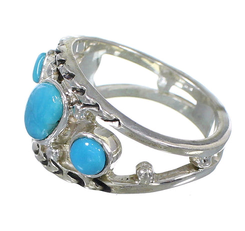 Southwestern Authentic Sterling Silver Turquoise Ring Size 6-3/4 AX84371