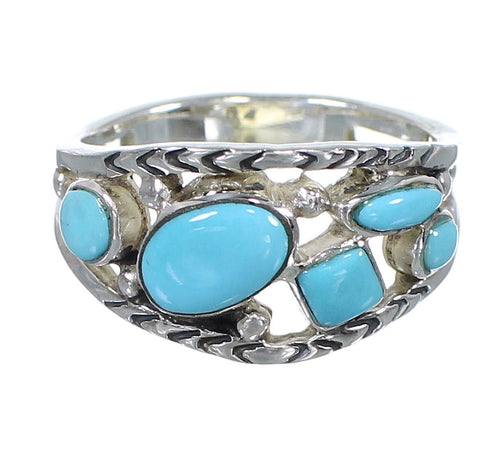 Southwestern Sterling Silver Turquoise Jewelry Ring Size 7-1/2 AX84661