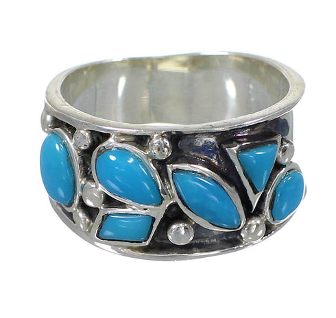 Silver Turquoise Southwestern Jewelry Ring Size 7-3/4 AX84691