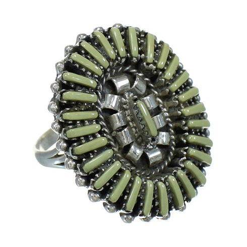 Southwest Turquoise Needlepoint And Genuine Sterling Silver Ring Size 8 YX83862