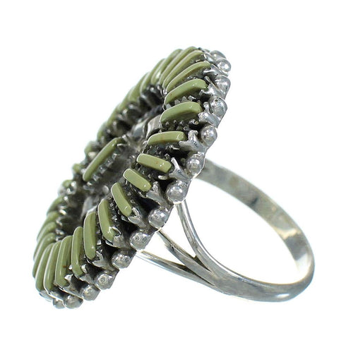 Southwest Turquoise Needlepoint And Genuine Sterling Silver Ring Size 8 YX83862