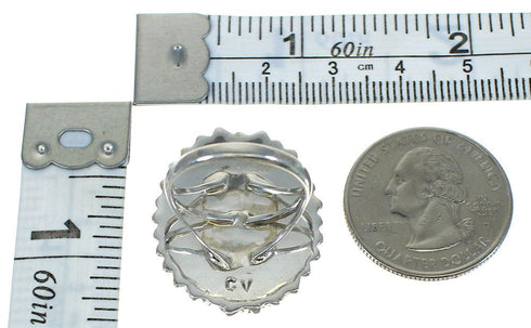 Southwest Turquoise Needlepoint And Genuine Sterling Silver Ring Size 8 YX83862