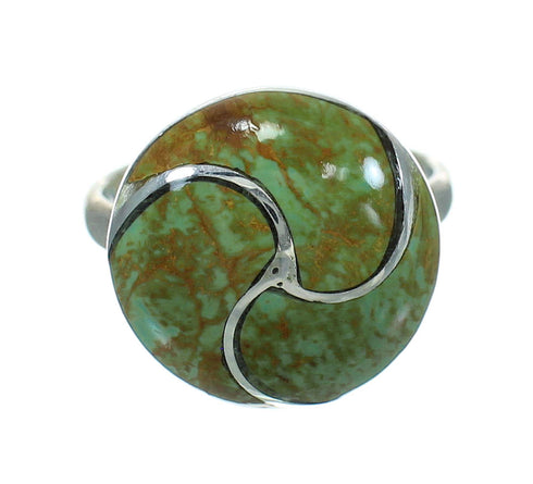 Southwest Authentic Sterling Silver Turquoise Inlay Ring Size 5-1/4 AX86302